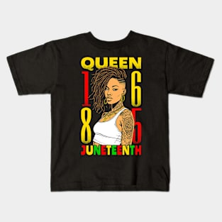 Juneteenth Black Queen Tattooed Inked Loc’d Hair Girl 1865 Kids T-Shirt